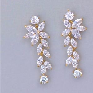 Crystal Chandelier Bridal Earrings Gold